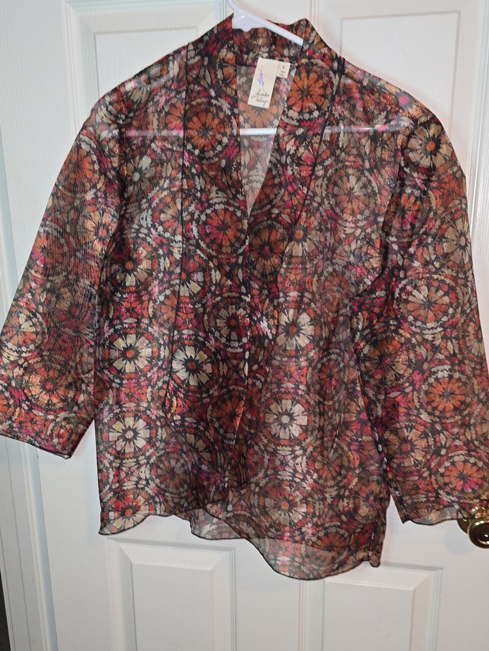 Sheer Floral Medallion Blouse - Multicolor